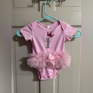 Girls First Birthday Ballerina Tutu Bodysuit Pink Size 18 Months